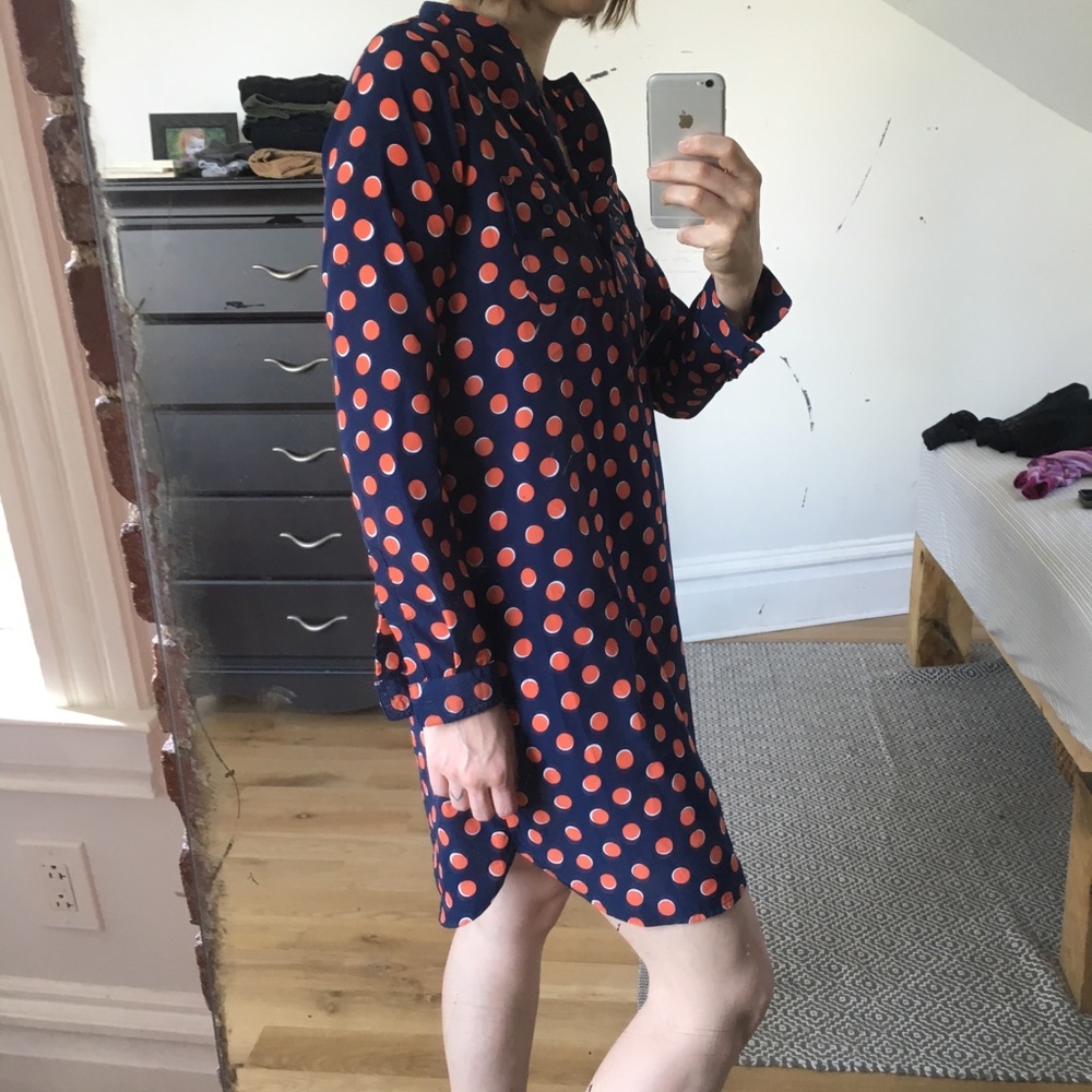 Silk polka dot shirtdress